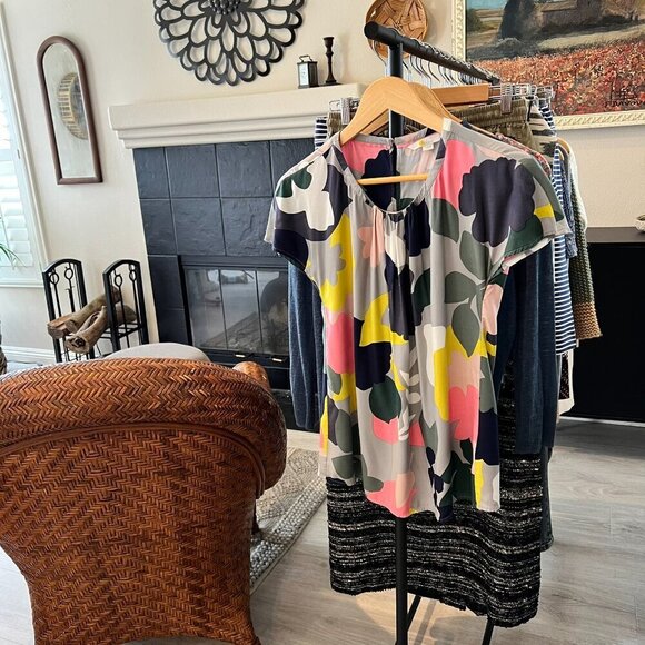 Boden Blouse Womens Size US 2 Colorful Ravello Floral Silk Blend Springtime - Picture 15 of 15